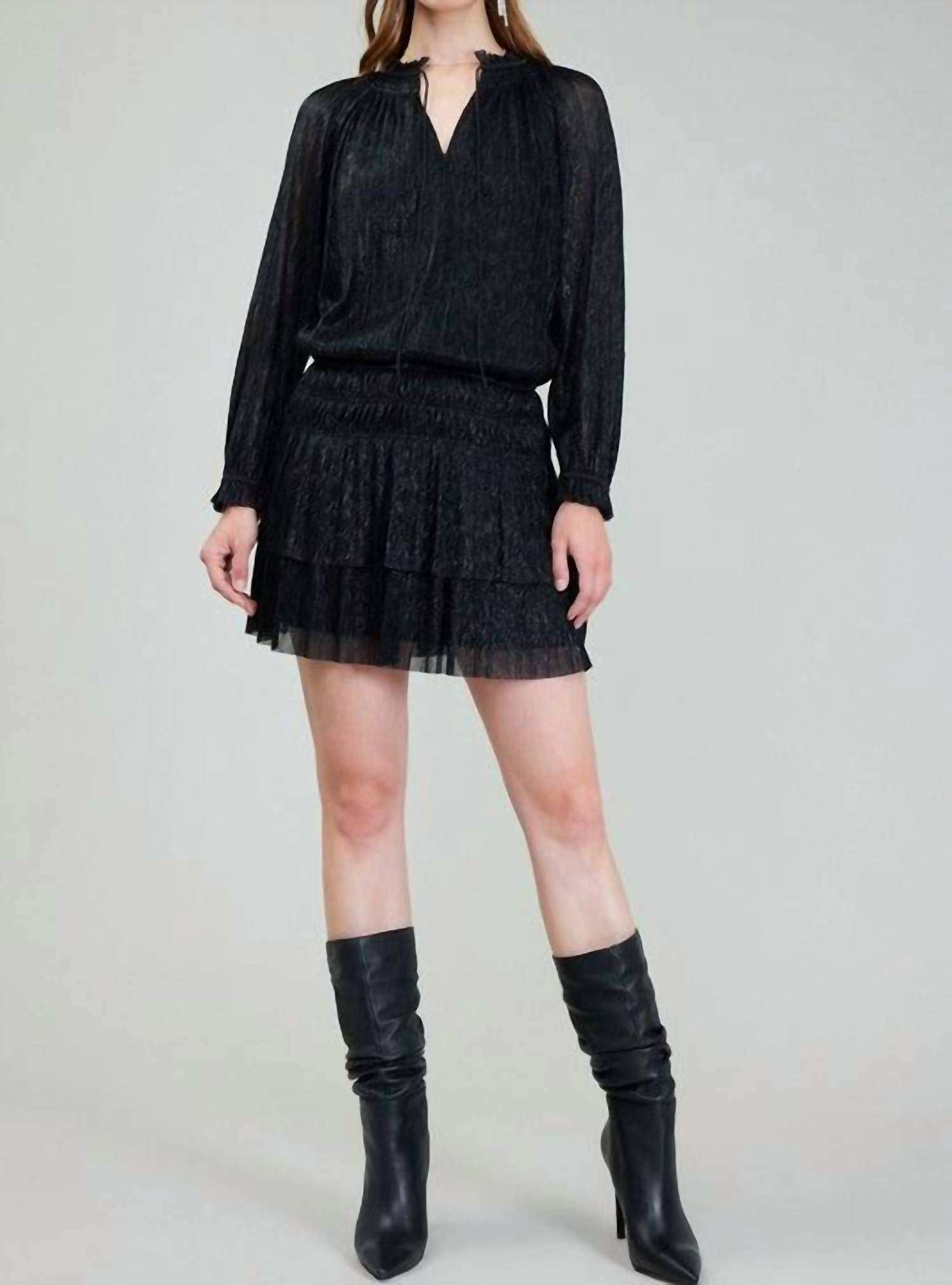 Current Air - Shira Metallic Pleated Mini Dress
