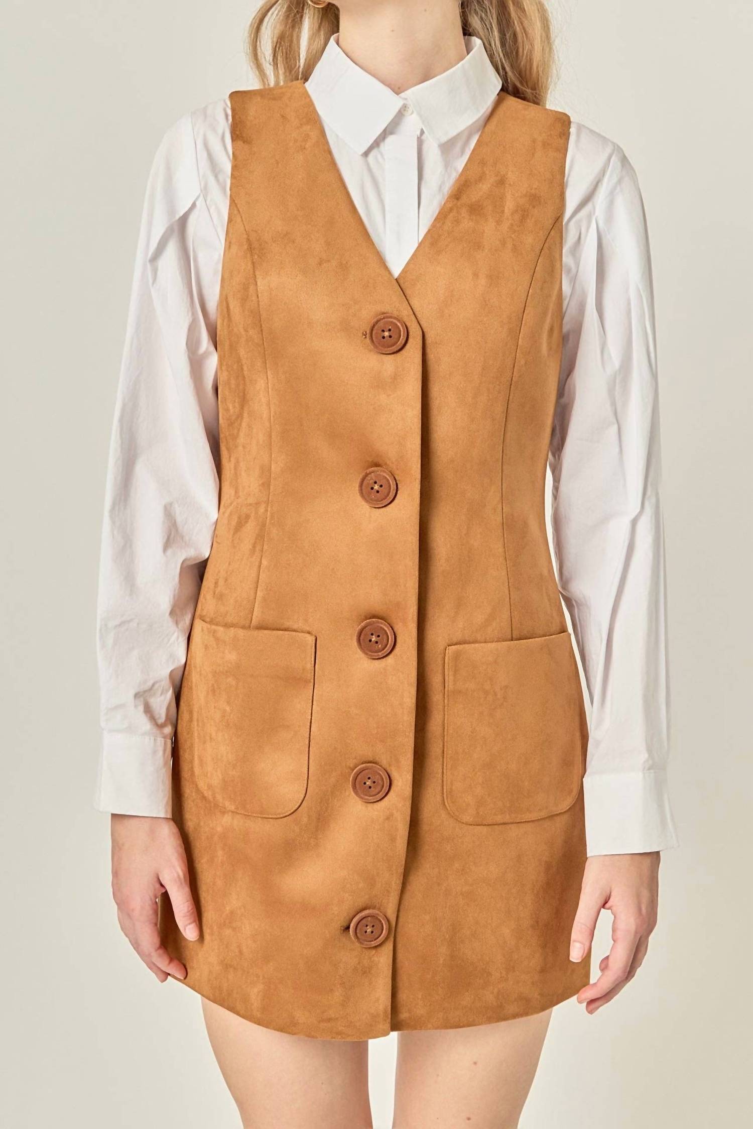 English Factory - Faux Suede Vest Dress
