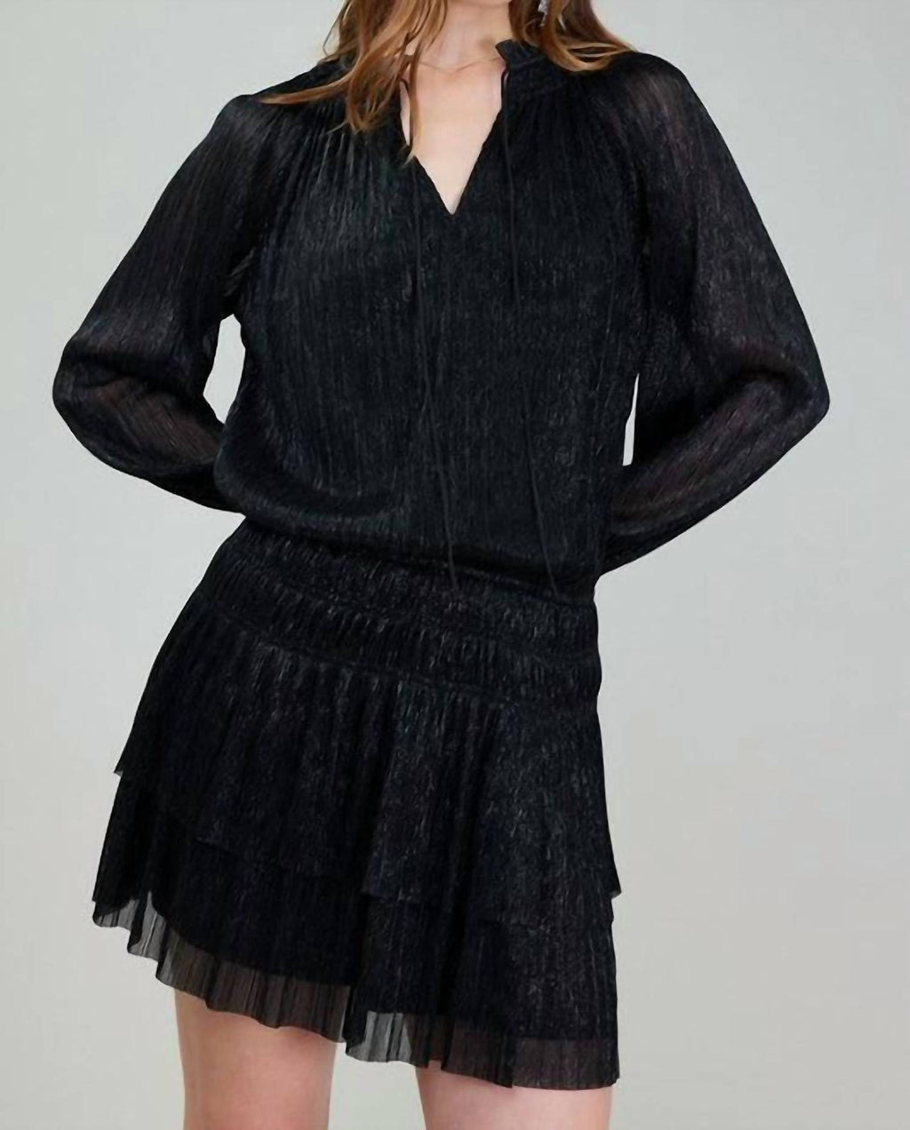 Current Air - Shira Metallic Pleated Mini Dress