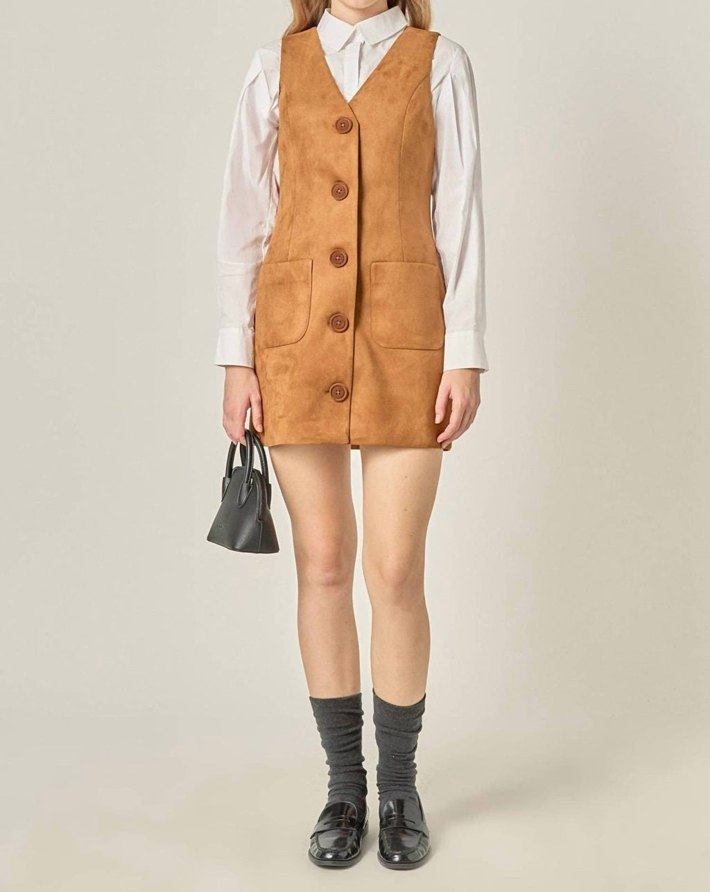 English Factory - Faux Suede Vest Dress