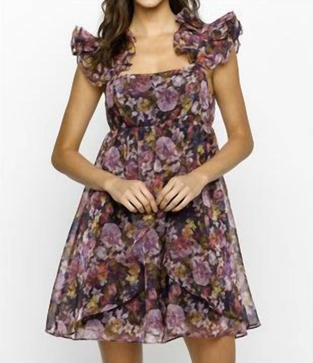 Storia - Organza Floral Ruffle Sleeve Dress