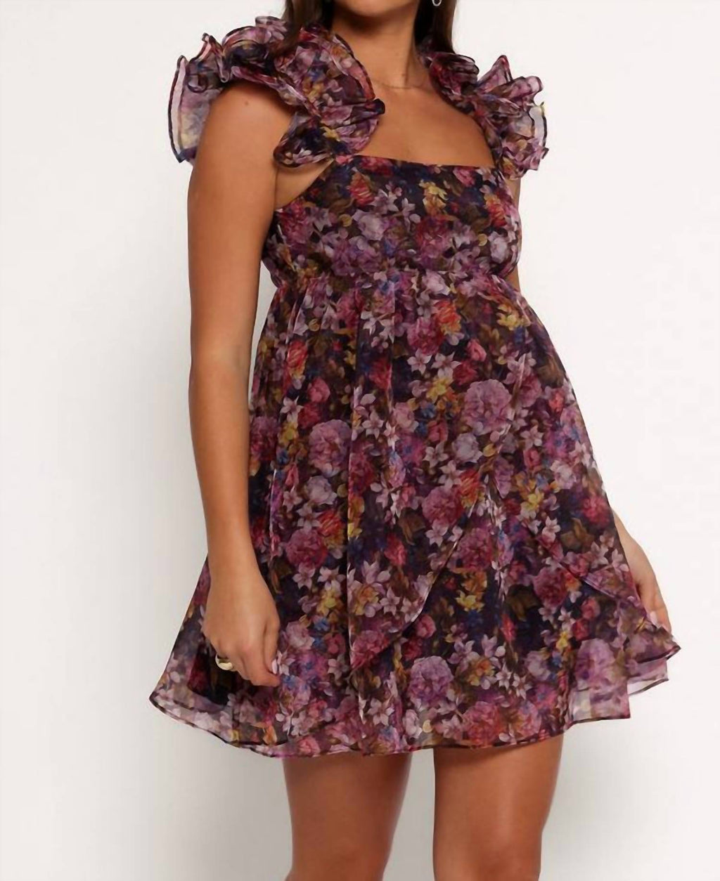 Storia - Organza Floral Ruffle Sleeve Dress