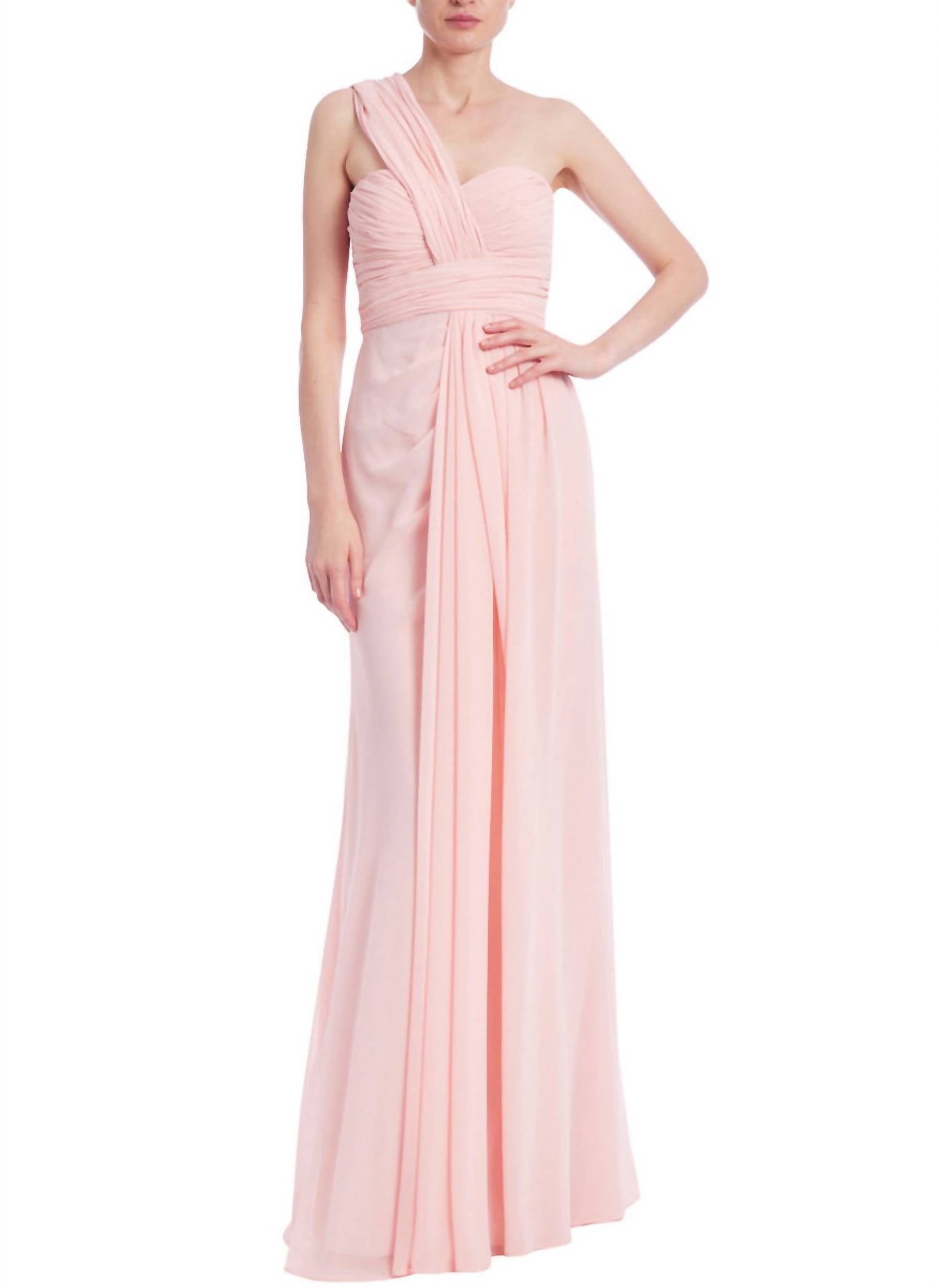 Badgley Mischka - Ruched One Shoulder Gown