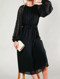 Vine & Love - Sequin Sleeve Tie Waist Dress