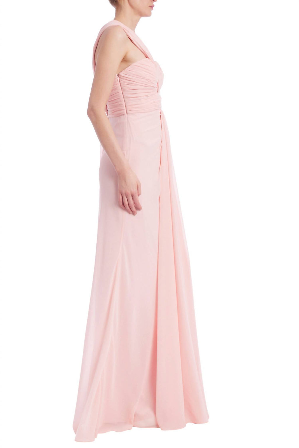 Badgley Mischka - Ruched One Shoulder Gown